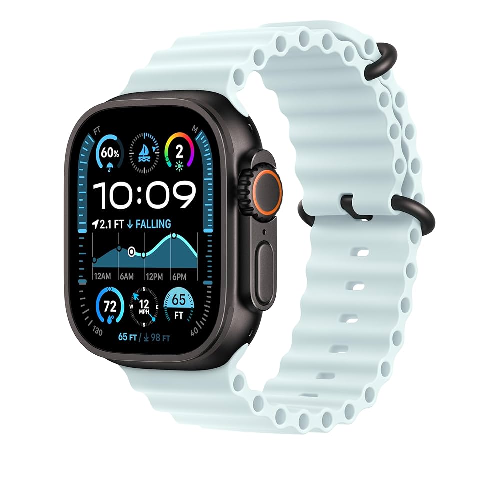 Apple Watch Ocean Band (49MM / One Size) Orange and Ice Blue